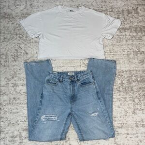 PacSun Light Blue Denim Jeans + Wild Fable Top